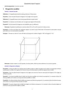 Géométrie dans l`espace 1 Perspective cavalière