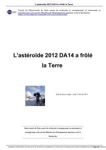 L`astéroïde 2012 DA14 a frôlé la Terre