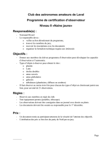 CertificationNaineJaune - Club des astronomes amateurs de Laval