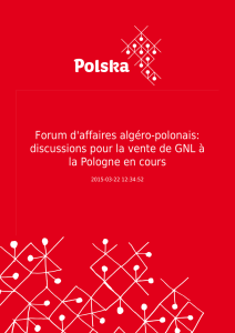 Forum d`affaires algéro-polonais: discussions pour la vente de GNL