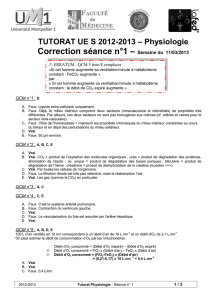 TUTORAT UE S 2012-2013 Physiologie Correction séance