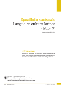 Spécificité cantonale Langue et culture latines (LCL) 9e