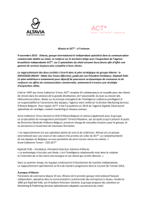 Altavia et ACT* : à l`unisson. 9 novembre 2015