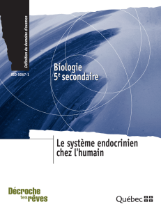 Biologie 5e secondaire - Le système endocrinien chez l`humain