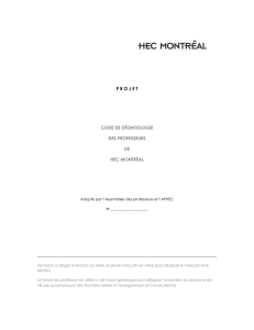 Code de déontologie des professeurs de HEC Montréal