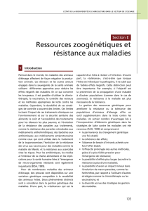 Ressources zoogénétiques et résistance aux maladies
