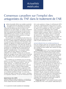 Consensus canadien sur l`emploi des antagonistes du TNF dans le