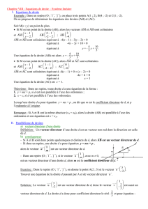 Equations de droite – Système linéaire I. Equations de droite