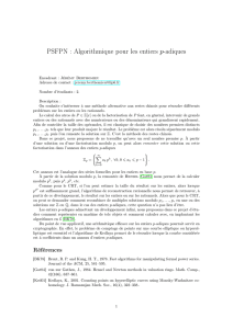 PSFPN : Algorithmique pour les entiers p-adiques - pequan