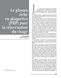 Le plasma riche en plaquettes (PRP) pour la réjuvénation du visage