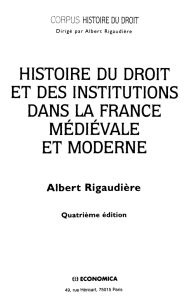 histoire du droit et des institutions dans la france médiévale et