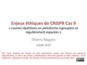 Enjeux éthiques de CRISPR-Cas9 appliquée
