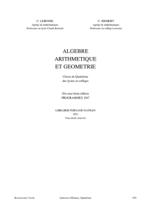 Algèbre et arithmétique