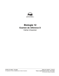 Biologie 12 Examen de référence D Cahier d`examen