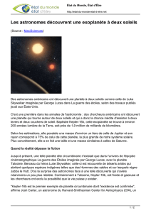 Les astronomes découvrent une exoplanète à deux soleils