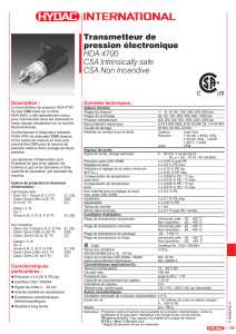 Transmetteur de pression électronique HDA 4700 CSA