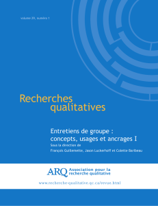 Volume 29, numéro 1, 2010 - Association pour la recherche qualitative