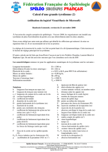 Tyrolienne - Calculs Visual Basic