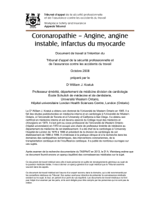 Coronaropathie - Angine, angine instable, infarctus du