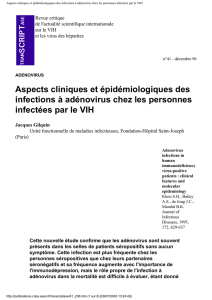 Aspects cliniques et épidémiologiques des infections à adénovirus