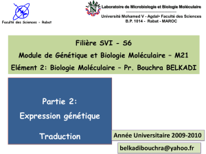 Expression du génome - Faculté des Sciences de Rabat