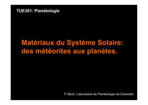 Matériaux du Système Solaire: des météorites aux planètes. des
