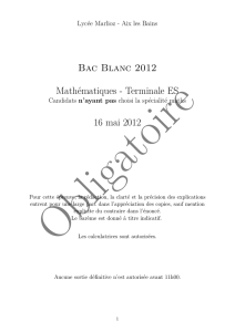 Bac Blanc 2012 Mathématiques - Terminale ES 16 mai