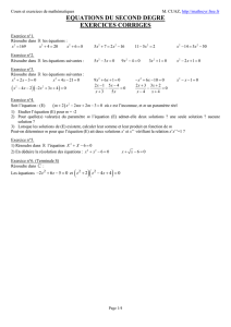 equations du second degre exercices corriges