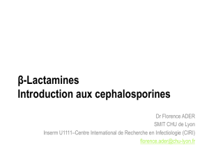 β-Lactamines Introduction aux cephalosporines