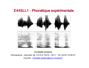E44SLL1 - Phonétique expérimentale Phonétique expérimentale