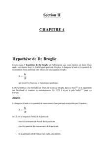 Section H CHAPITRE 4 Hypothèse de De Broglie - E