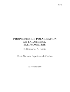 10) Propriétés de polarisation de la lumière, ellipsométrie