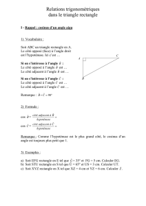 Relations trigonométriques dans le triangle rectangle