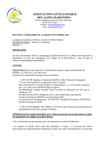 Séance du 08.11.2014 - Cercle de généalogie de Roquebrune Cap