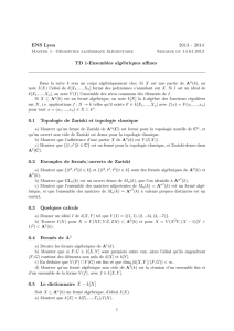ENS Lyon 2013 - 2014 TD 1-Ensembles algébriques affines 0.1