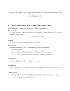 Groupe orthogonal d`un espace vectoriel euclidien
