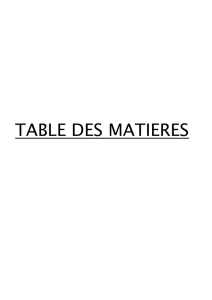 TABLE DES MATIERES