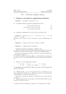 TD 1 – Révisions d`algèbre linéaire. 1 Espaces vectoriels et