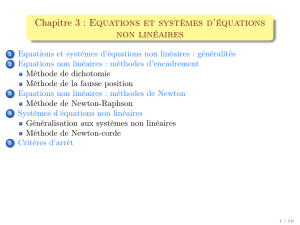 Chapitre 3 : Equations et systèmes d`équations non linéaires