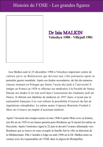 Histoire de l`OSE - Les grandes figures Dr Isia MALKIN