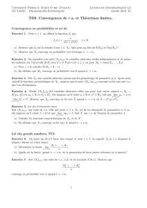 TD9. Convergences de v.a. et Théorèmes limites.