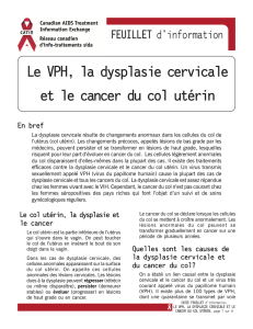 Le VPH, la dysplasie cervicale et le cancer du col utérin Le