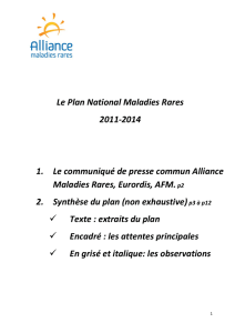Le Plan National Maladies Rares 2011