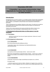 Dissertation ENV 2009 « Acquisition des annexes embryonnaires