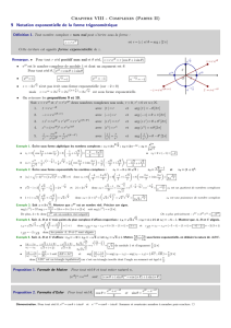 Chapitre VIII - Complexes (Partie II) 9 Notation exponentielle de la