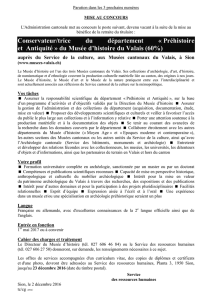 Préhistoire et Antiquité » du Musée d`histoire du Valais (60%)