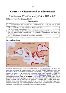 Cours – « Citoyenneté et démocratie à Athènes (5e-4e s. av. J