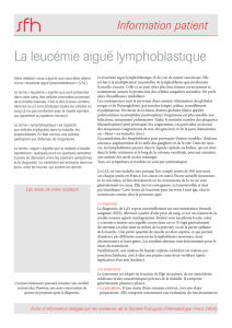 La leucémie aiguë lymphoblastique