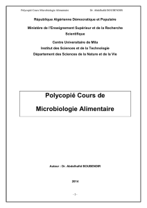 Polycopié Cours de Microbiologie Alimentaire