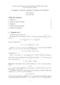Fonctions complexes et théorème de d`Alembert.